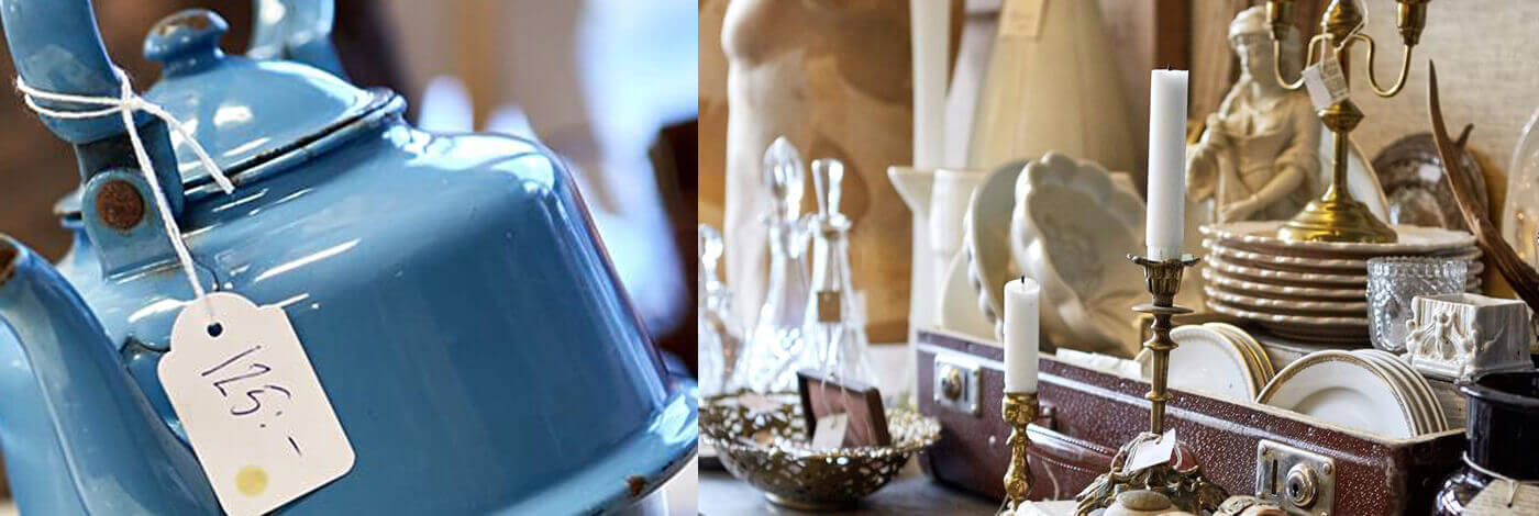 Produkter till salu i en secondhand butik i närheten av Hestraviken