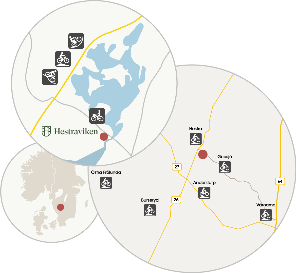 Cykelkartor Isaberg Hestraviken i Småland